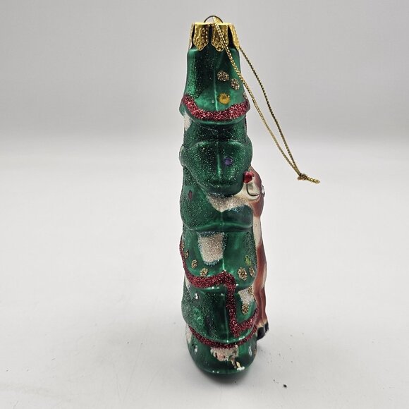 Rudolph The Red Nosed Reindeer Christmas Tree Glass Ornament 1990s 4.75 in VTG - Picture 3 of 8